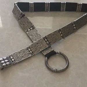 Silver embossed Chico’s metal belt